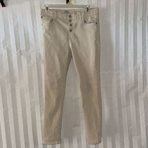 Thereabouts Girls Cream 4-Button Jeans Size 16 – High Rise Stretch Denim Pants